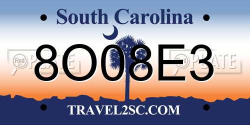 8O08E3 South Carolina License Plate