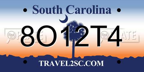 8O12T4 South Carolina License Plate
