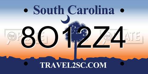 8O12Z4 South Carolina License Plate
