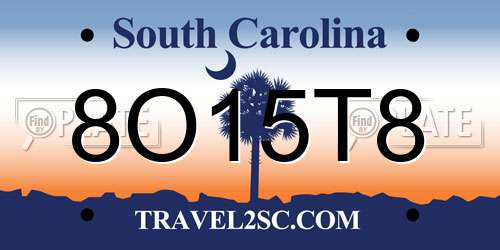 8O15T8 South Carolina License Plate
