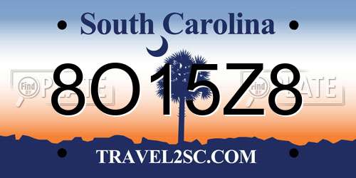 8O15Z8 South Carolina License Plate