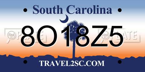 8O18Z5 South Carolina License Plate