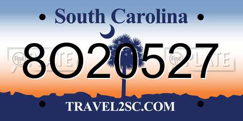 8O20527 South Carolina License Plate