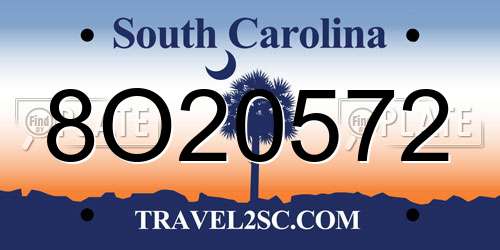 8O20572 South Carolina License Plate