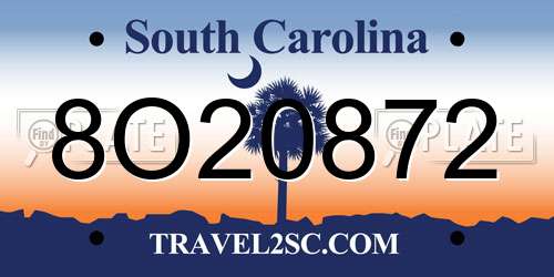 8O20872 South Carolina License Plate