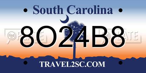 8O24B8 South Carolina License Plate
