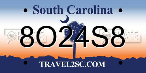 8O24S8 South Carolina License Plate