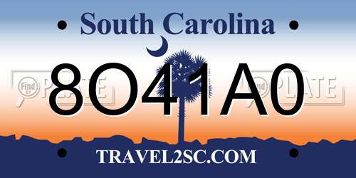 8O41A0 South Carolina License Plate