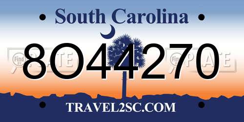 8O44270 South Carolina License Plate