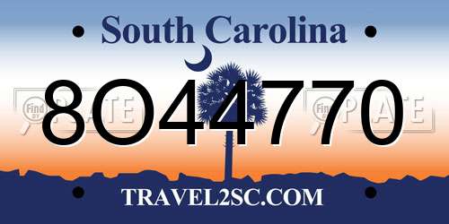 8O44770 South Carolina License Plate