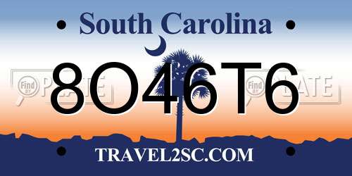 8O46T6 South Carolina License Plate