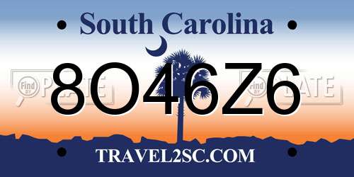 8O46Z6 South Carolina License Plate