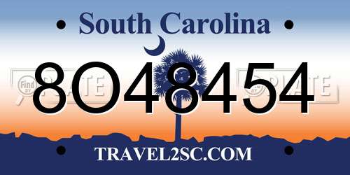 8O48454 South Carolina License Plate