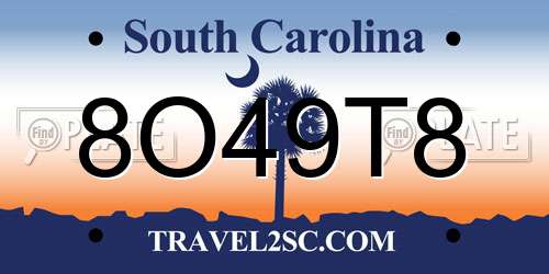 8O49T8 South Carolina License Plate