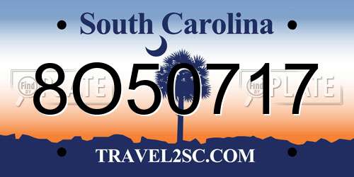8O50717 South Carolina License Plate