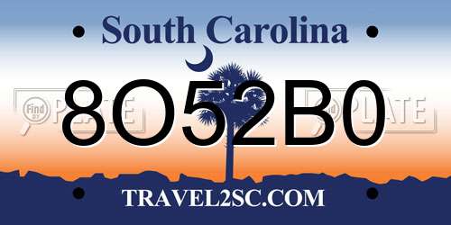 8O52B0 South Carolina License Plate