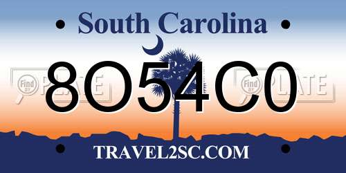 8O54C0 South Carolina License Plate