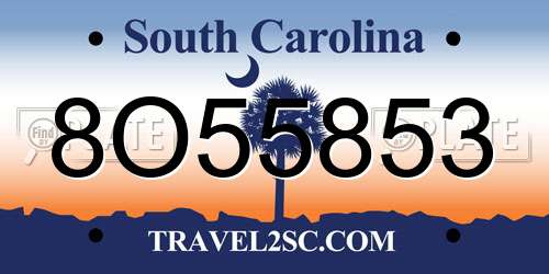 8O55853 South Carolina License Plate