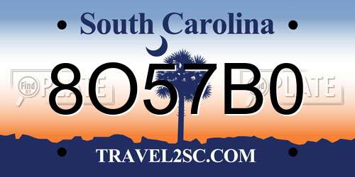 8O57B0 South Carolina License Plate