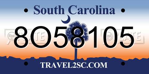 8O58105 South Carolina License Plate