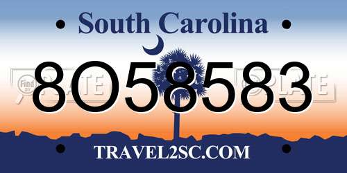 8O58583 South Carolina License Plate
