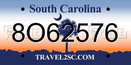 8O62576 South Carolina License Plate