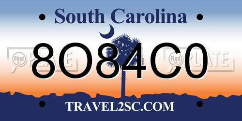 8O84C0 South Carolina License Plate