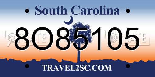 8O85105 South Carolina License Plate