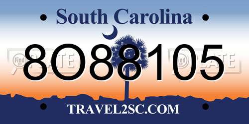 8O88105 South Carolina License Plate