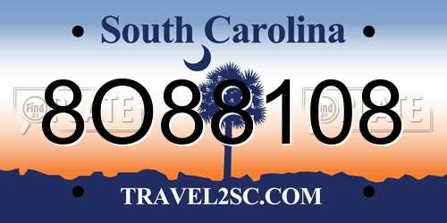 8O88108 South Carolina License Plate