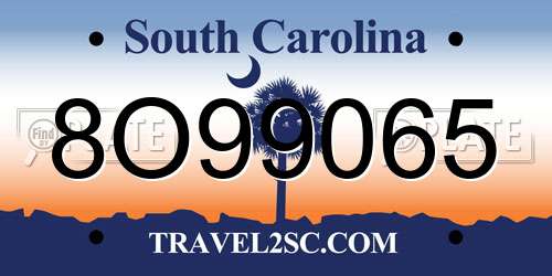 8O99065 South Carolina License Plate
