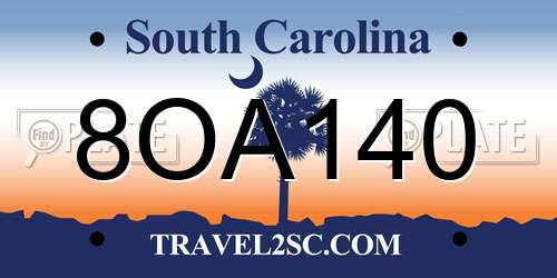 8OA140 South Carolina License Plate