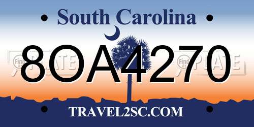 8OA4270 South Carolina License Plate