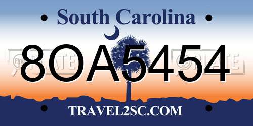 8OA5454 South Carolina License Plate
