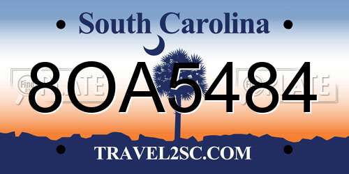 8OA5484 South Carolina License Plate