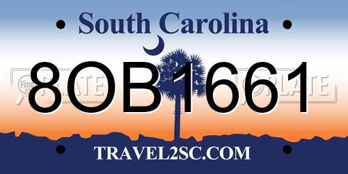 8OB1661 South Carolina License Plate
