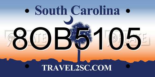 8OB5105 South Carolina License Plate