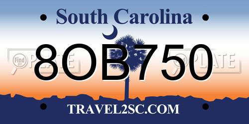 8OB750 South Carolina License Plate