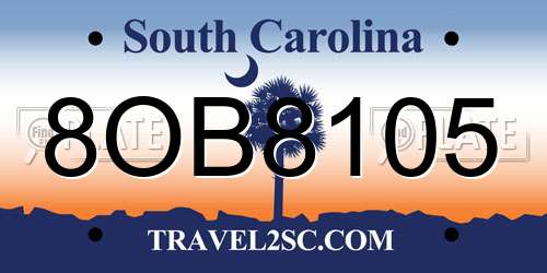 8OB8105 South Carolina License Plate