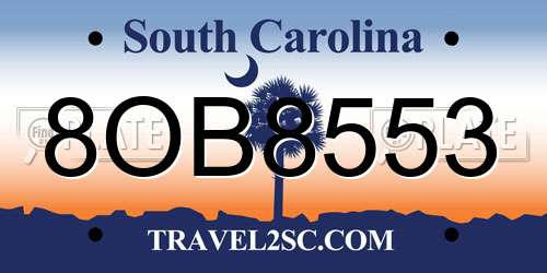 8OB8553 South Carolina License Plate