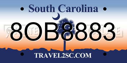 8OB8883 South Carolina License Plate
