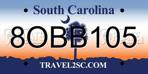 8OBB105 South Carolina License Plate