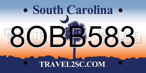 8OBB583 South Carolina License Plate