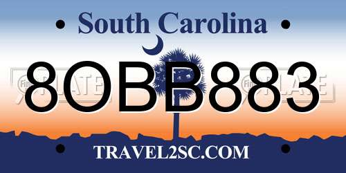 8OBB883 South Carolina License Plate