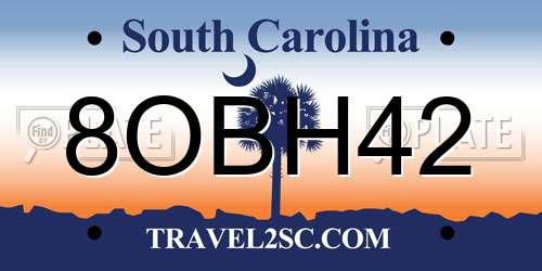 8OBH42 South Carolina License Plate