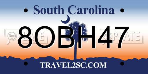 8OBH47 South Carolina License Plate