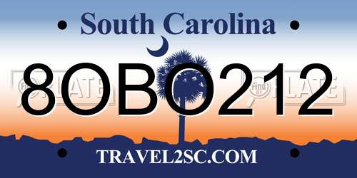 8OBO212 South Carolina License Plate