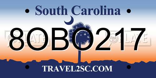 8OBO217 South Carolina License Plate