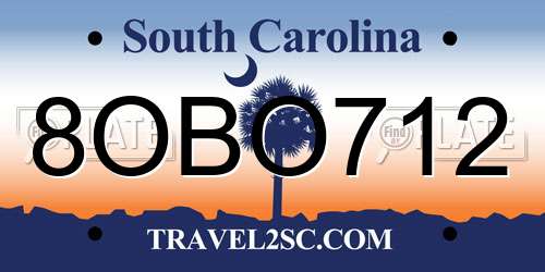 8OBO712 South Carolina License Plate
