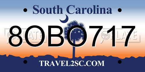 8OBO717 South Carolina License Plate